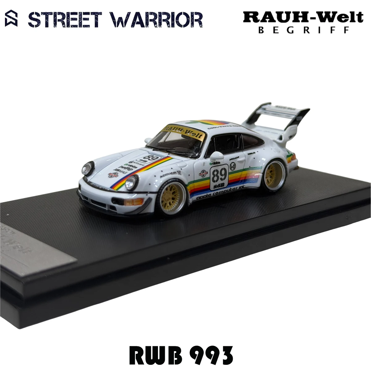 SW 재고 있음 1:64 RWB 993 블랙 애플 다이캐스트 디오라마 자동차 모델 컬렉션 스트리트 워리어 썸네일 4