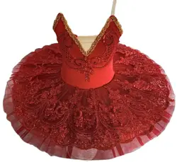 Vestido de Ballet profesional para niños, tutú rojo para adultos, actuación de panqueque, baile, Lago de los Cisnes, disfraces de bailarina para niñas