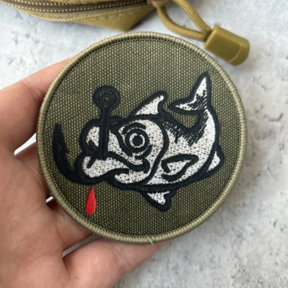 

Go Fishing Chevron Morale Badge Patch Tactical Military Fish Printed Armband Funny Hook&Loop Patch Backpack Stickers