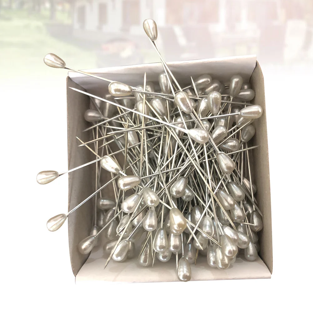 

288pcs Water Drop Pearl Head Pins Colorful Flat Straight Stainless Steel Sewing Craft Needles For Projects Ornament Decor