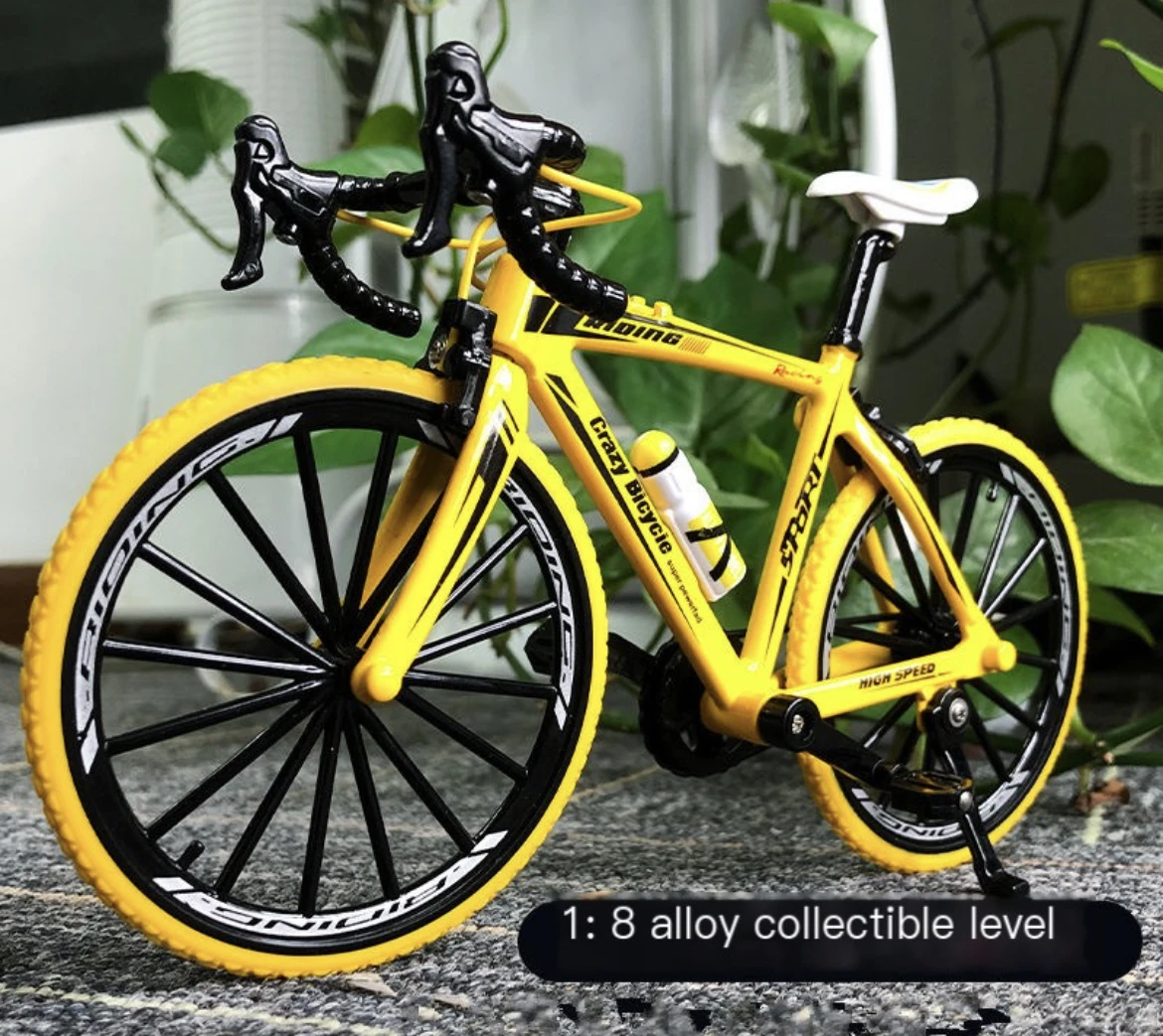 Mini 1/8 Alloy Bicycle Model Diecast Metal Finger Mountain bike Racing Toy Bend Road Simulation Collection Toys for children