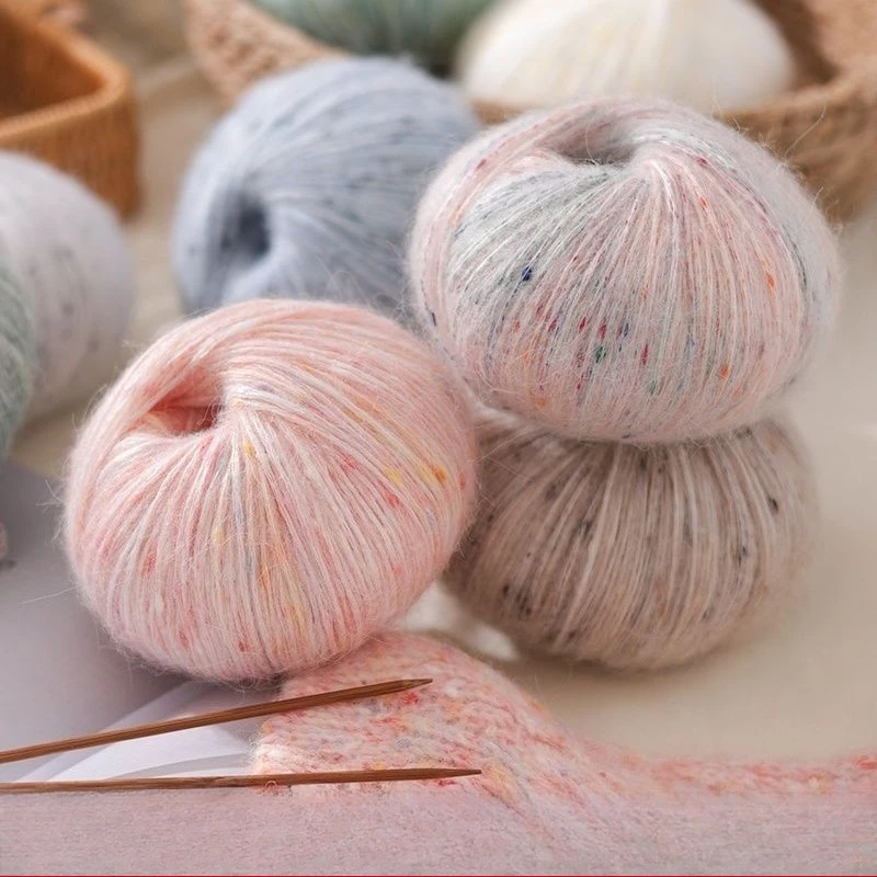 250g/set Rainbow Mohair Yarn for Knitting Sweater Hat Scarf Jacket Shawl DIY Fluffy Soft Comfortable Colorful Dot Crochet Thread