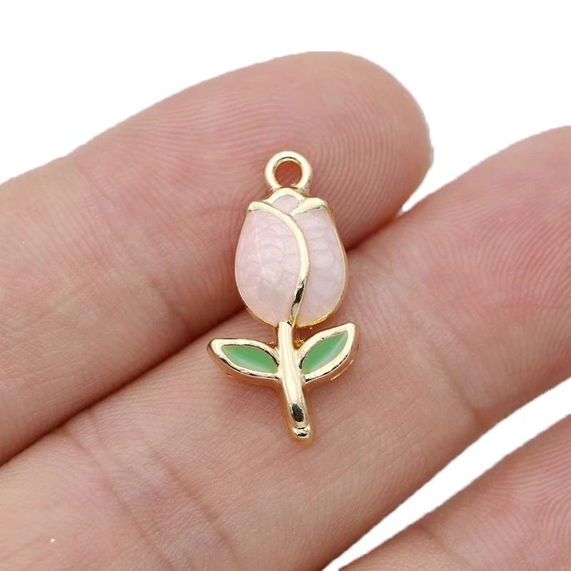 10 قطعة مطلية بالذهب المينا روز زهرة قلادة Charm لصنع المجوهرات سوار قلادة Earrings بها بنفسك أقراط اكسسوارات الحرفية النتائج