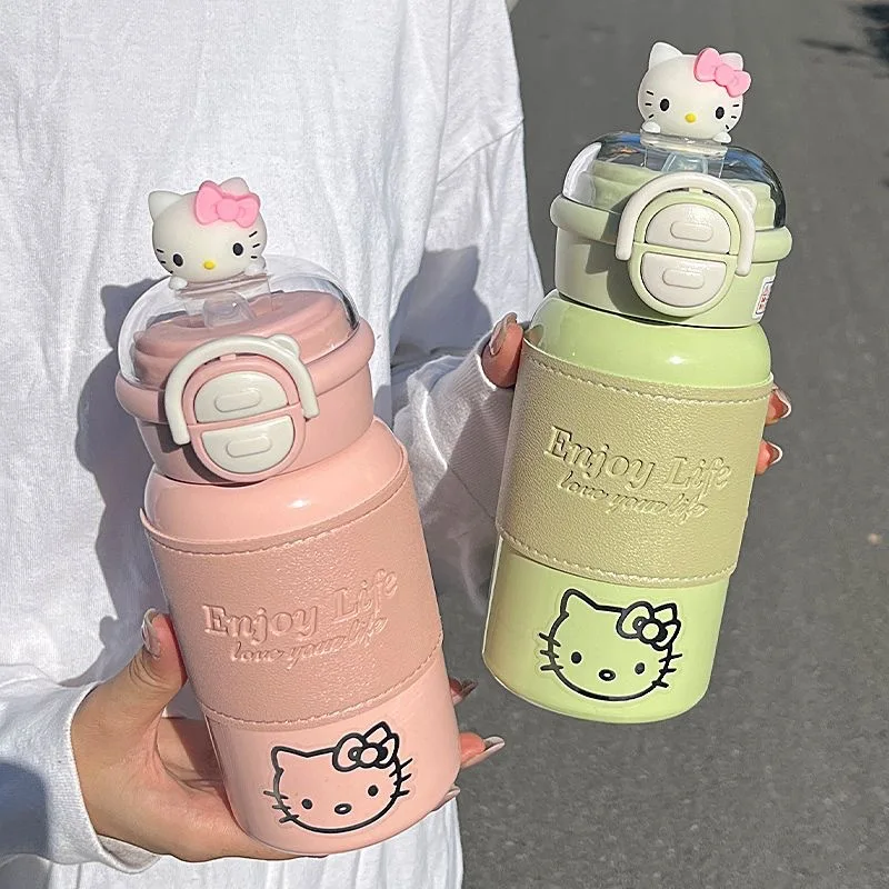 MINISO Sanrio New Insulated Cup 316 Stainless Steel Water Cup Cute Double Drinking Straw Cup For Female Students