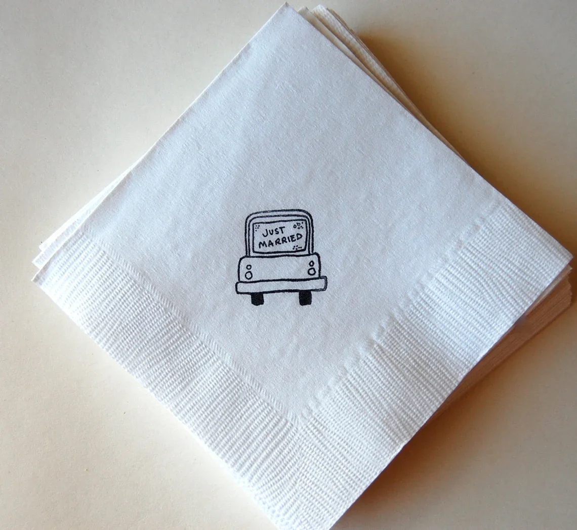 Just Married Beverage Napkins / Set of 50 / Perfect for Weddings