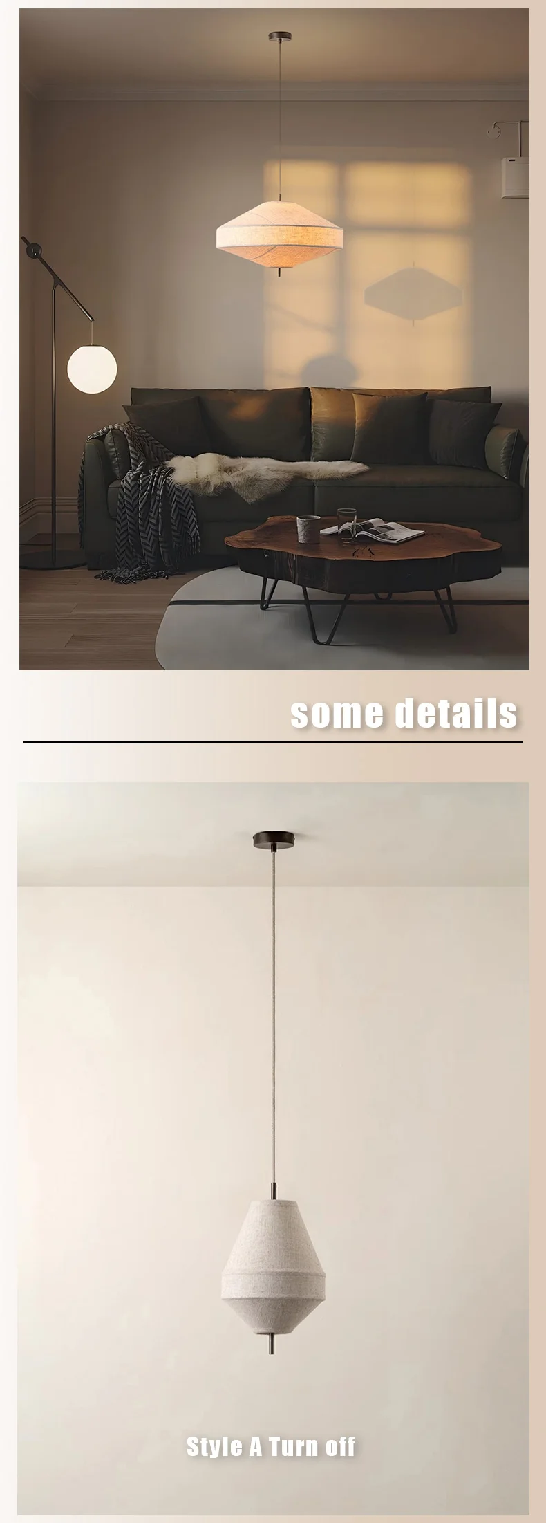 Japanese Wabi Sabi Fabric Pendant Light image 4