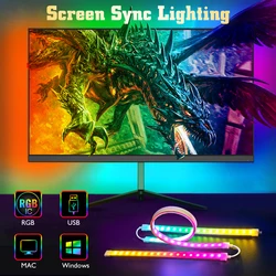 Wciągająca listwy RGB LED do synchronizacji kolorów ekranu Monitor do komputera listwa oświetleniowa podświetlenia oprogramowania do sterowania fantazyjną lampą otoczenia