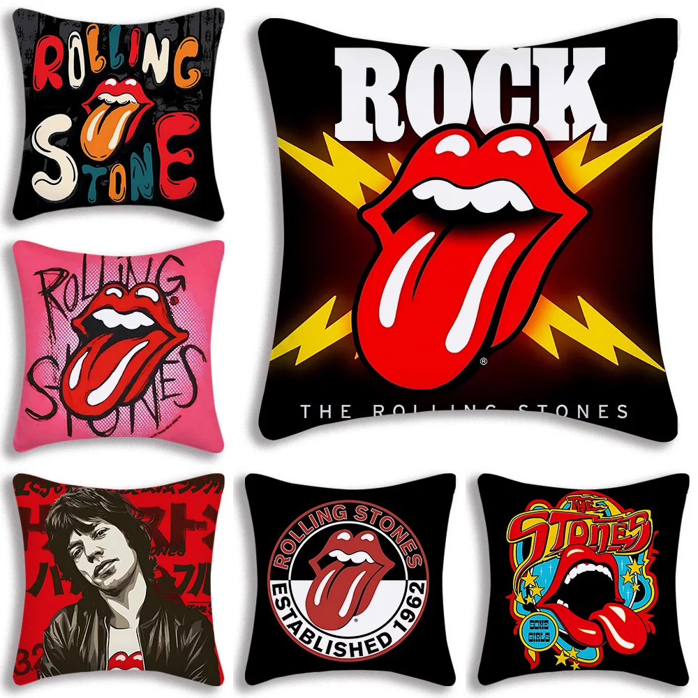 Pillow Covers Cartoon R-RollingS Sofa Decorative Home Double-sided Printing Short Plush Cute Cushion Cover S-Stones