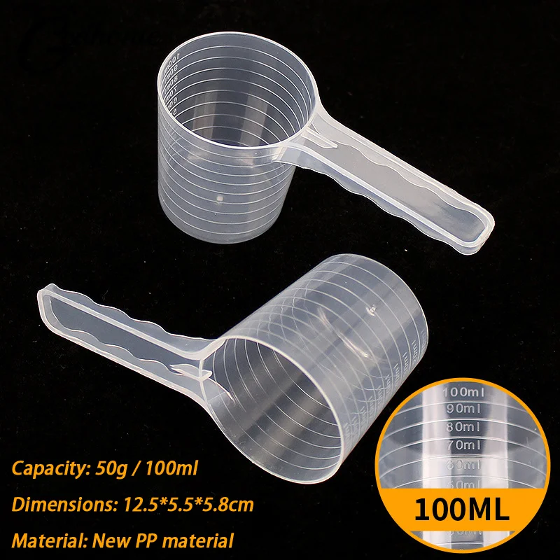 Transparent Pet Food Scoop with Measuring Scale Plastic Spoon for Dogs Cats Precise Feeding and Pet Diet Control Accessory