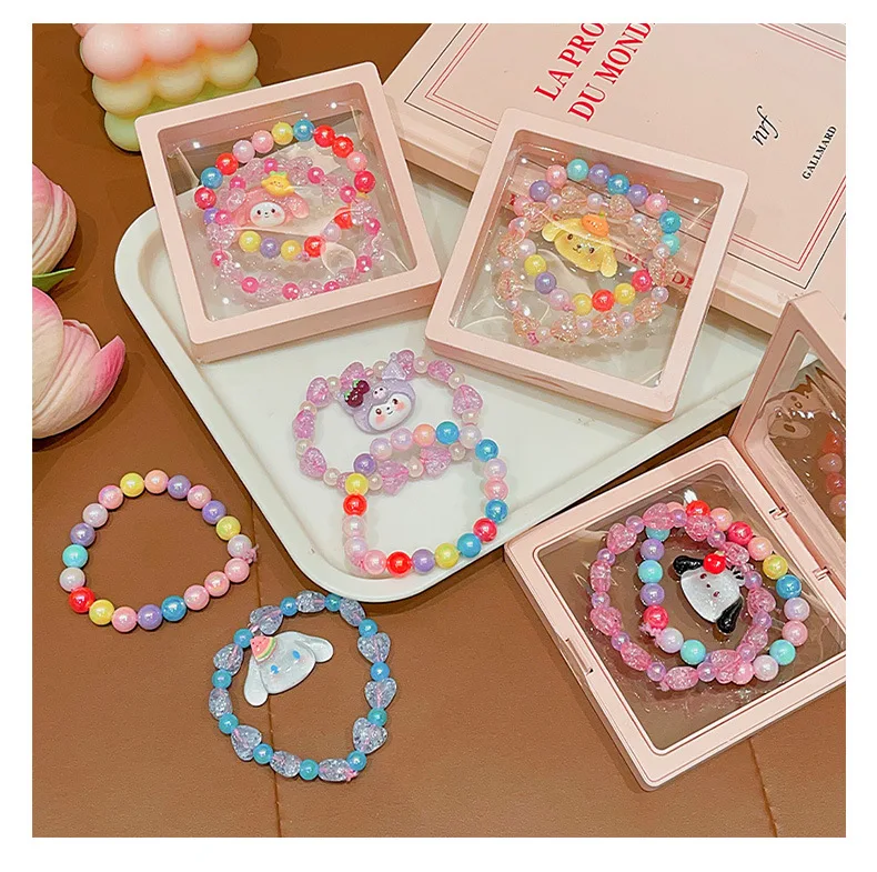 Sanrio Crystal Beaded Bracelet Kuromi My Melody Cinnamoroll Double Layer Bracelet Liuli Bracelet Girls Jewelry Best Friends Gift