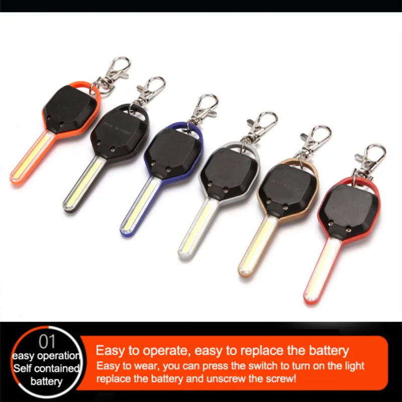 Mini LED Keychain Flashlight Emergency Light Key Shape Lamp Torch Camping Fishing Hike Light Key Ring Waterproof Torch Lamp