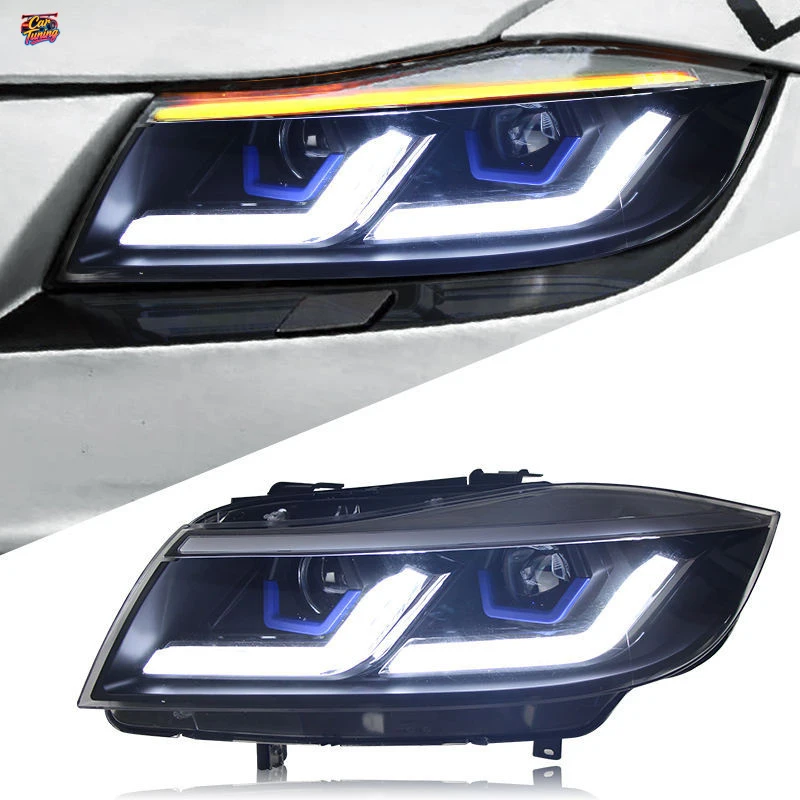 Suitable for BMW 3 Series E90  05-12  headlight assembly E91 modified LED daytime running lights and sequential turn signals