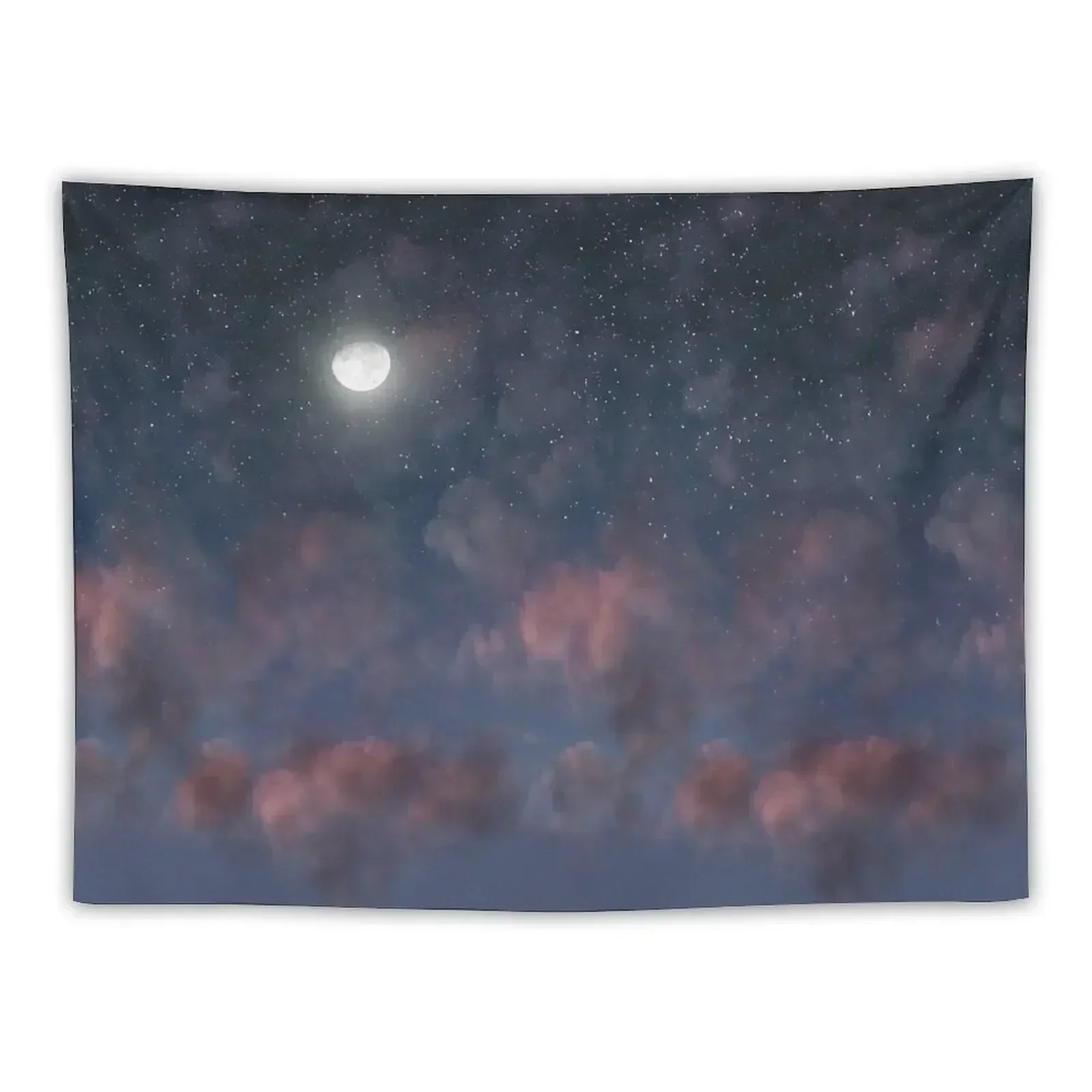 

Glowing Moon on the night sky through pink clouds Tapestry Room Decorator Room Decor For Girls Bedroom Decor Aesthetic Tapestry