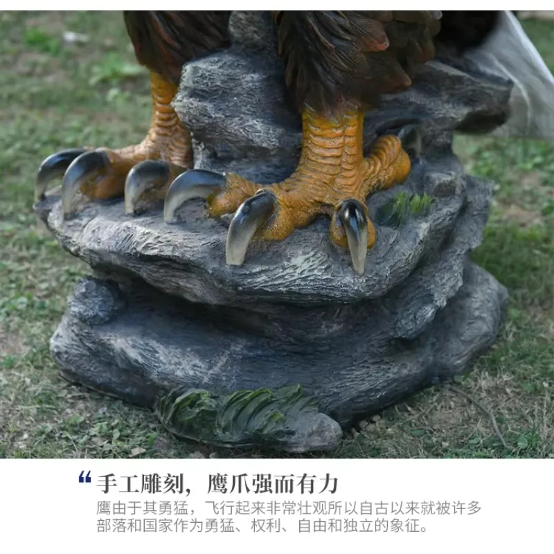 Artificial Art Deco Resin Falcon and Eagle Handmade Outdoor Garden Statue Good Weather Resistance 79x53x109 cm view 5