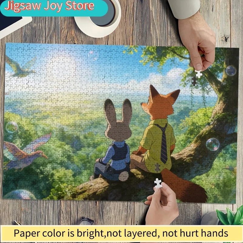 Puzzle de 1000 pièces Disney Zootopia Judy Hopps et Nick Wilde, haute difficulté, jeu éducatif pour adultes, Puzzle G
