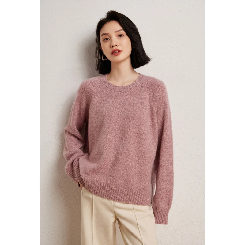 

Женские повседневные свободные пуловеры с круглым вырезом, мягкий теплый весенне-осенне-зимний свитер, корейский модный джемпер, трикотаж из 100% кашемира, топы