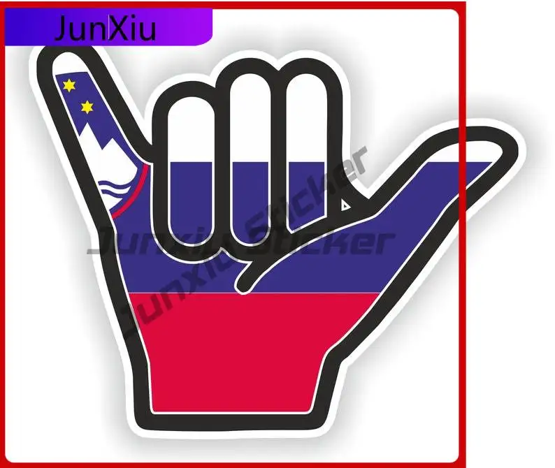 

Slovenia Shaka Hand Sticker Hang Unique Bumper Laptop Durable Vinyl Car Modification Vinyl Decal For Car Truck SUV Window