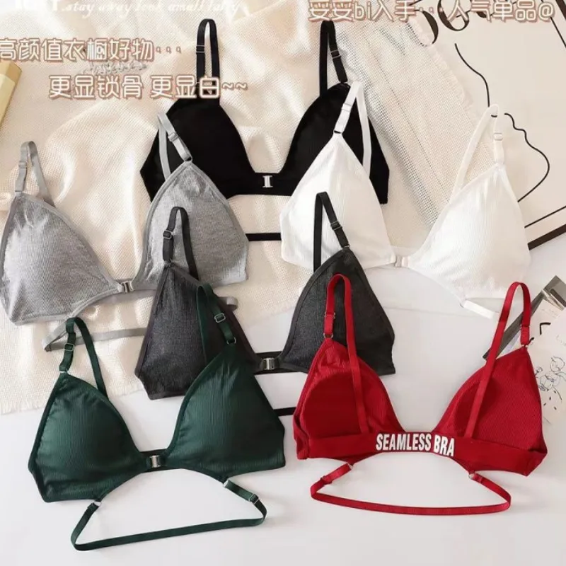 Front Closure Bras Set Women Sexy Lingerie Backless Bra Low Waist Thongs Panty Set Non-Wire Bra Sport Seamless Underwear Set