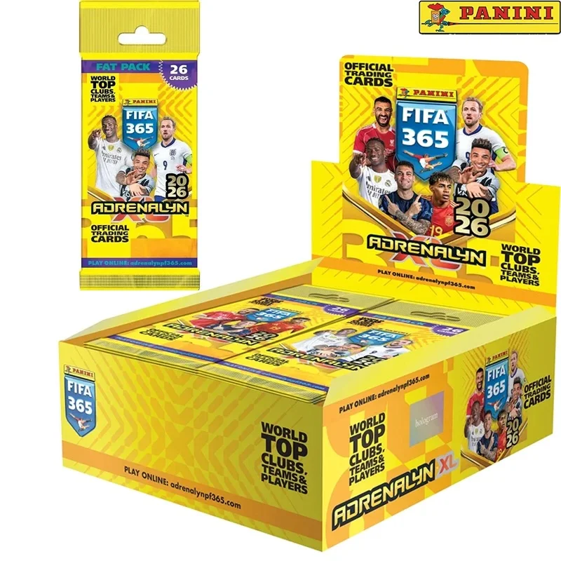 Colección de Tarjetas PANINI FIFA 365 Adrenalyn XL Fat Pack Temporada 2026, Tarjetas Limitadas de Ronaldo y Messi, Regalo para Fans