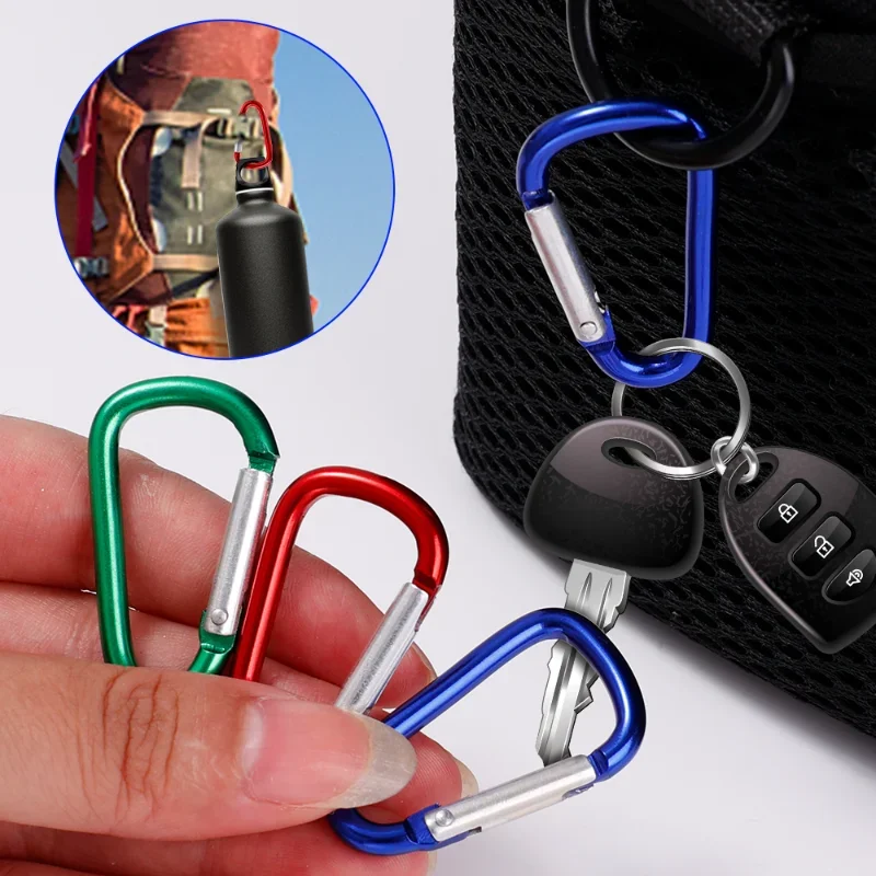 MINI Carabiner คลิปสปริงอลูมิเนียม D รูปร่างพวงกุญแจ Snap Hook BUCKLE สําหรับ Outdoor Camping กระเป๋าเป้สะพายหลังขวดทุกวัน