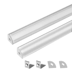 Profilé aluminium en forme de V avec diffuseur, canal d'infraction pour bande LED, couvercle PC laiteux, support de bande lumineuse LED, 500mm