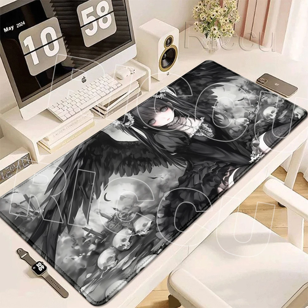 XXL MousePad Laptop Devil Angel Design Keyboard Pad PC Kawaii Black Gaming Mousepad Computer Sexy Anime Girl Desk Protection Mat