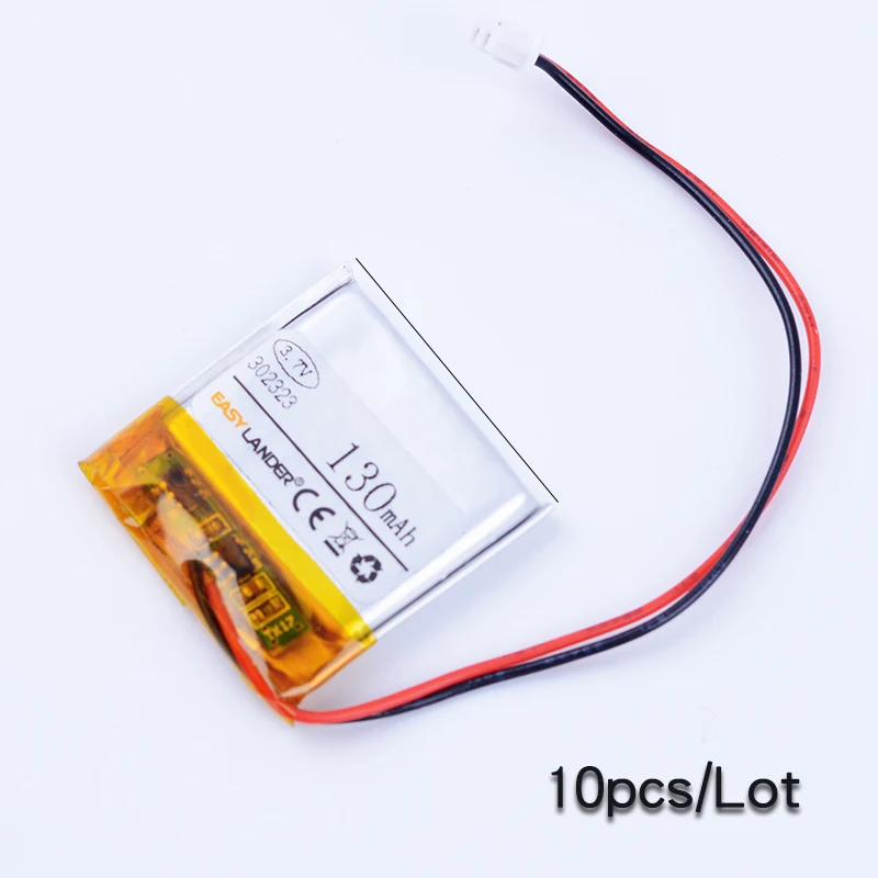 

10pcs/Lot 302323 3.7V 130mAh Rechargeable Li-Polymer Li ion Battery For Bluetooth earphone mp3 mp4 AHB302323/Street2 BT3030