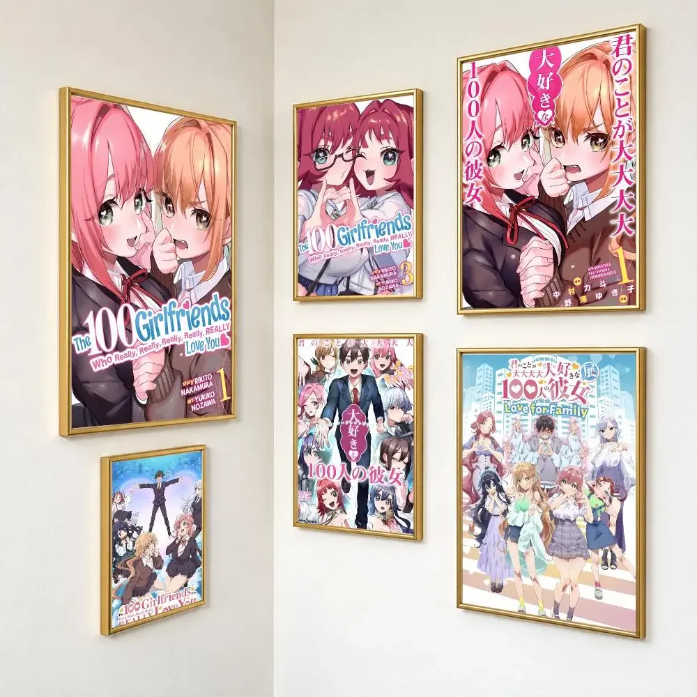 Sweet Comedic Anime T-The Hundred Girlfriends Who Really Love You Poster Peel And Stick PP Series Frameless Wall Indoor Decor