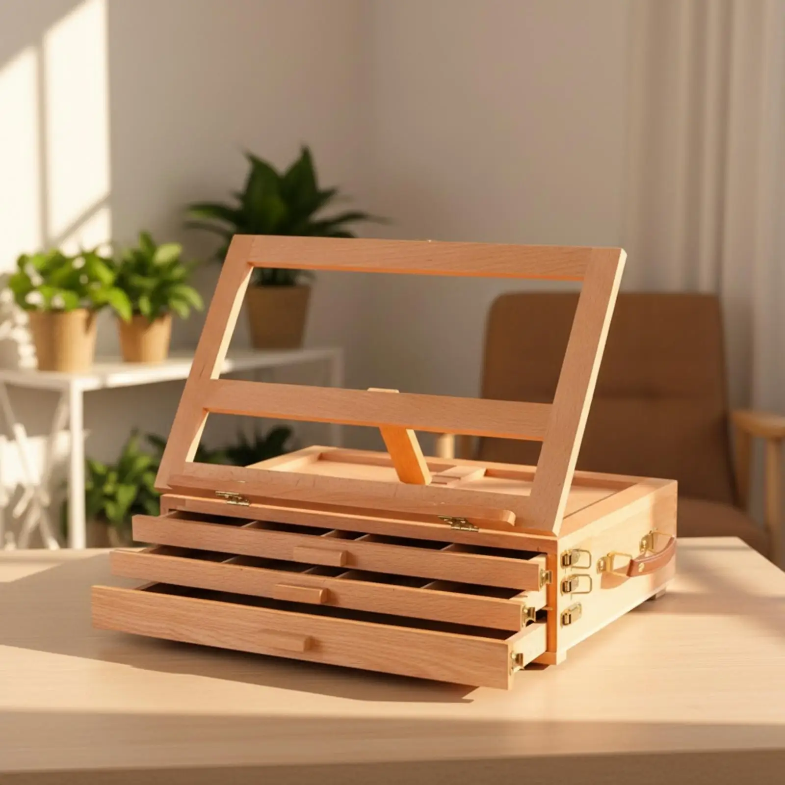 Tabletop Easel with Drawer Beechwood Tabletop Easel with Storage Drawer Compact for Artists, Sketching, Oil Painting