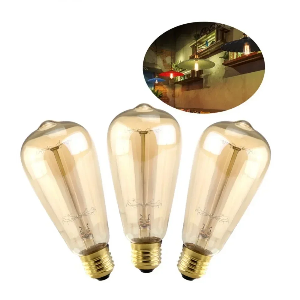 1-pack 40W ST64 E26/E27 Retro Lamp Edison Lamp Helder/Amber Glas Eekhoorn Kooi Filament Vintage Edison Gloeilampen