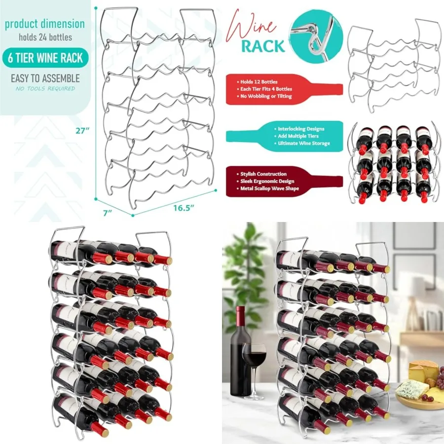 

Stackable Wine Rack - Classic Style Wine Racks for Bottles - Perfect for Bar, Wine Cellar, Basement, Cabinet, Pantry, etc - Hol