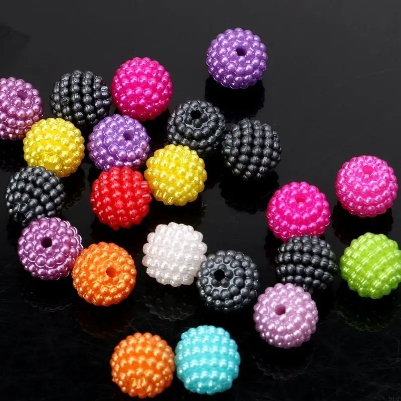91AF 100pcs Acrylic Bayberry Beads Round Loose Spacer Beads For Jewelry Making DIY Charms Bracelet Necklace Accessories