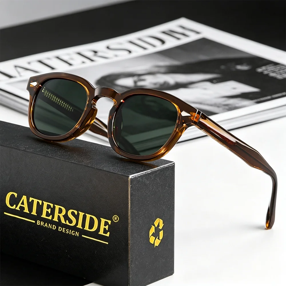 Okulary przeciwsłoneczne męskie CATERSIDE Retro Round Punk z oprawkami z kwasu propjonowego, luksusowe okulary przeciwsłoneczne damskie sportowe rekreacyjne na imprezę, ochrona UV400