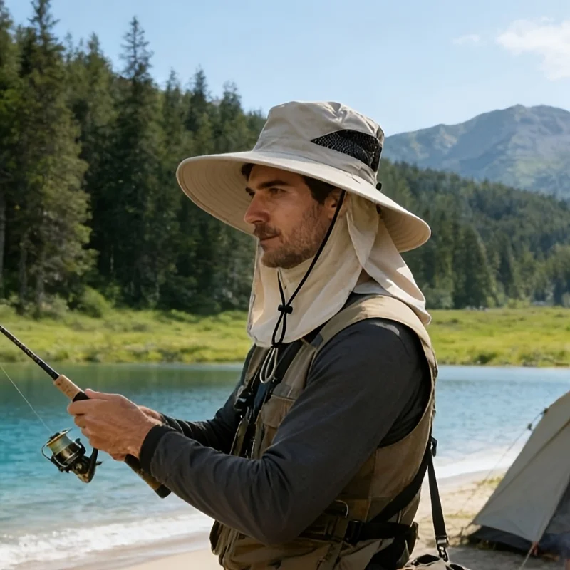

Men Women Summer Sun Hat, UV Protection Neck Flap Fisherman Bucket Hat for Outdoor Hunting Fishing Hiking Camping