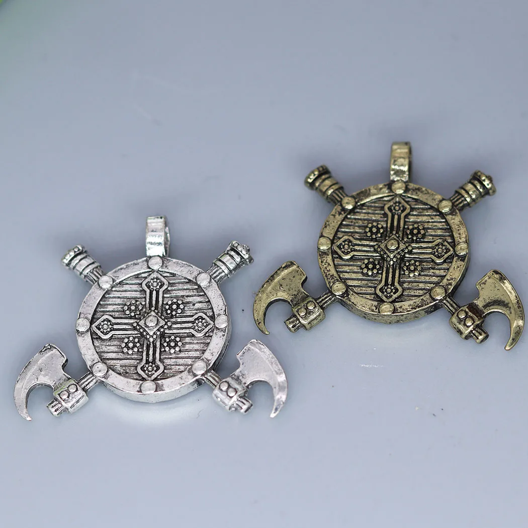 3Pcs/lot  Viking Cross Gladiator  Pewter Charm Pendant For DIY Necklace Handmade Jewelry Making