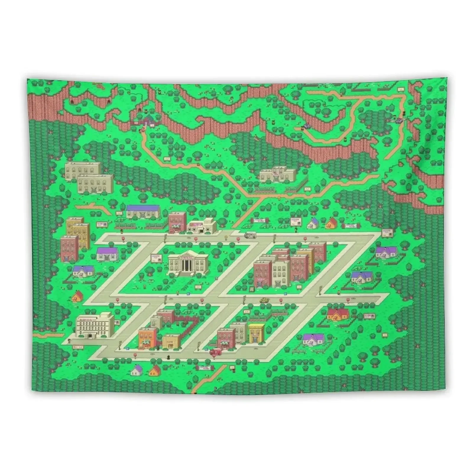 

Earthbound Onett Map Tapestry Decor For Bedroom Wall Decorations Decorative Wall Mural Tapestry