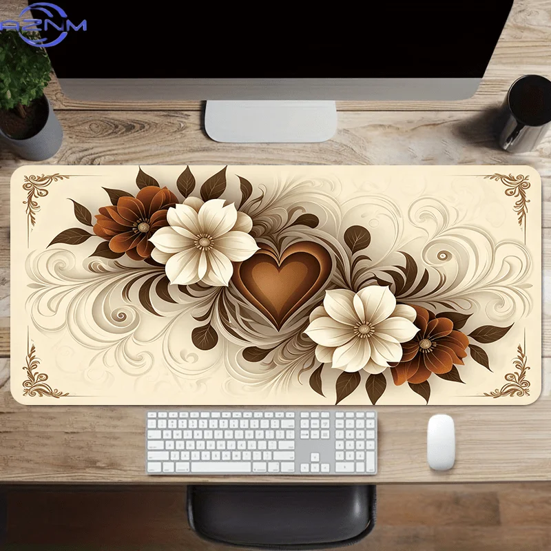 1pc Retro Love-Themed Mouse Pad Measuring  cm, Featuring a Non-Slip Extended Design, Elegant Floral Patterns, Perfect for Decora