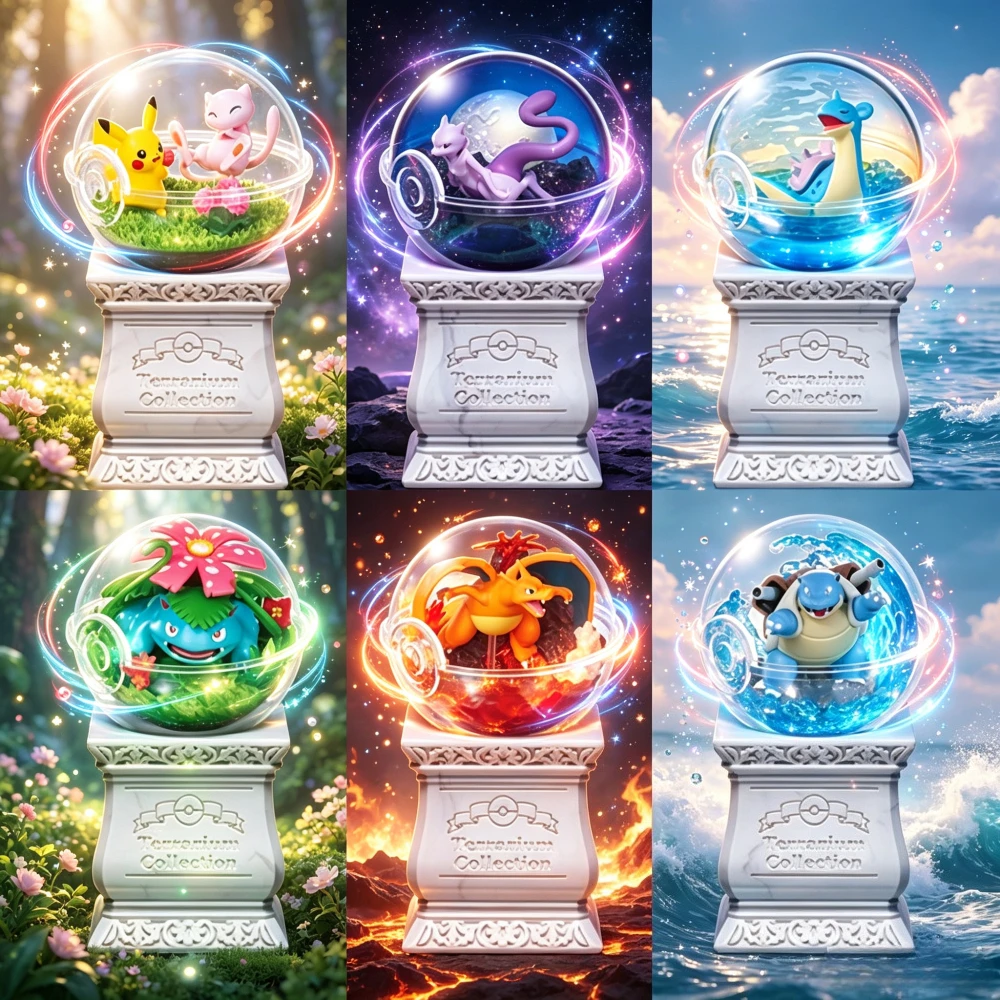 Anime Pokemon Figuren 6 Stück Poke Ball Actionfiguren PVC-Statue Desktop-Sammlerstücke Modell-Spielzeug Geschenke Einzeln 5cm