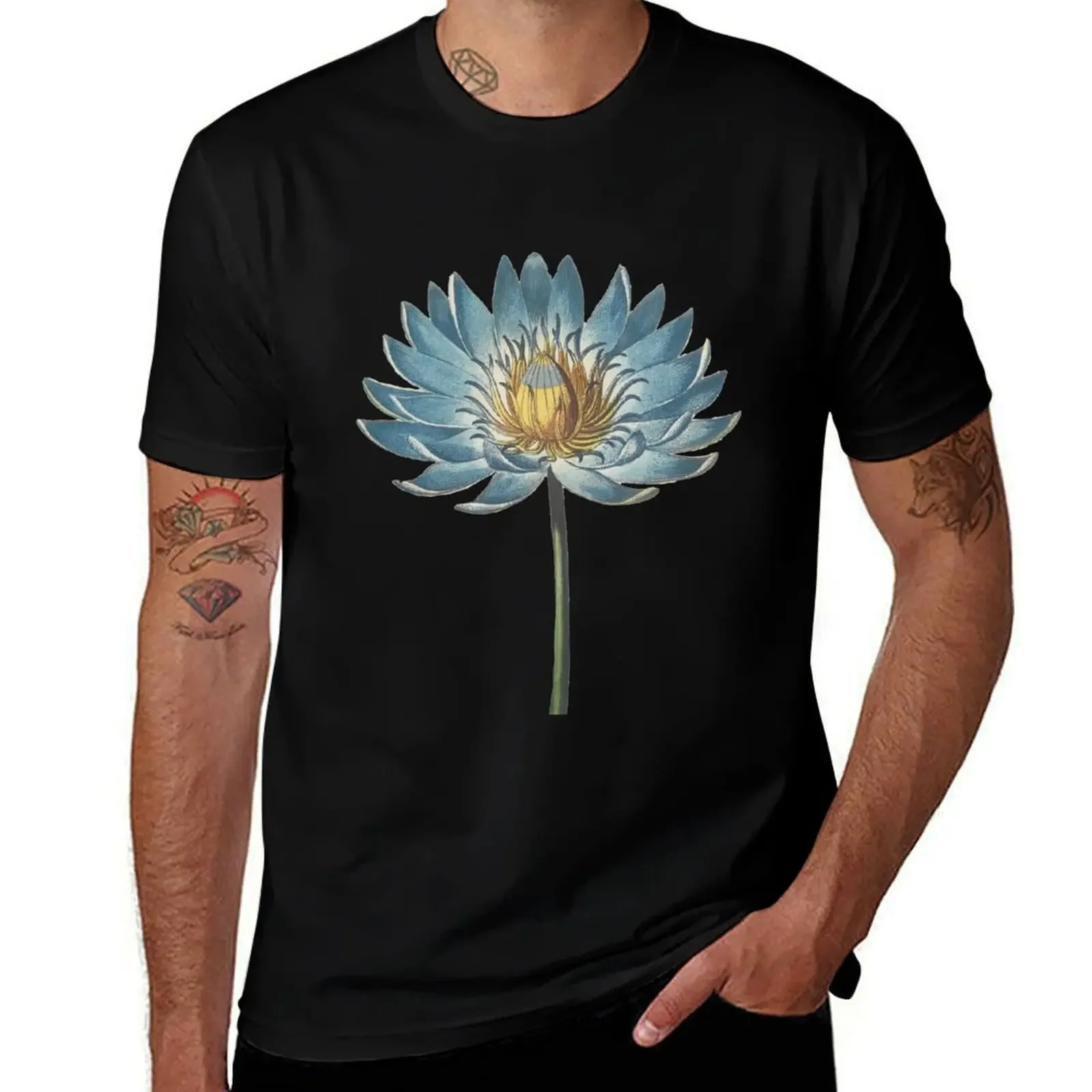 Blue Egyptian water lily #CreateArtHistory T-Shirt aesthetic clothes cheap stuff vintage t shirt men