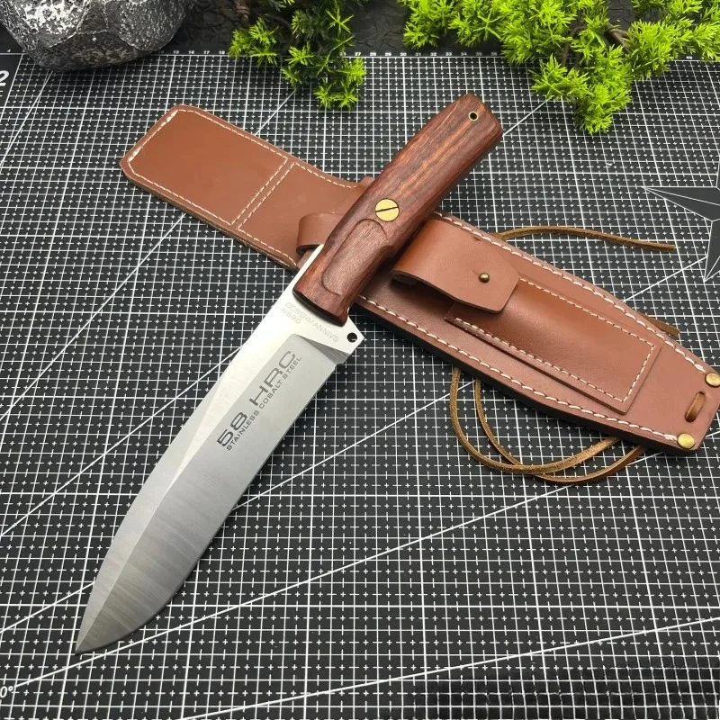 프리미엄 야외용 고경도 직선 나이프 캠핑용 목재 절단 사냥 다기능 날카로운 생존 나이프