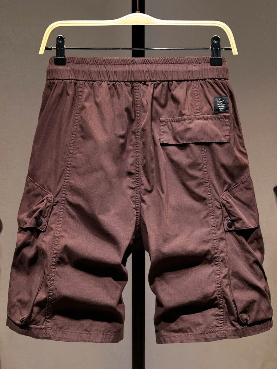 

Мужские летние тонкие брюки в американском ретро-стиле, модные, для активного отдыха, с множеством карманов, повседневные, универсальные, средней длины (до колена)