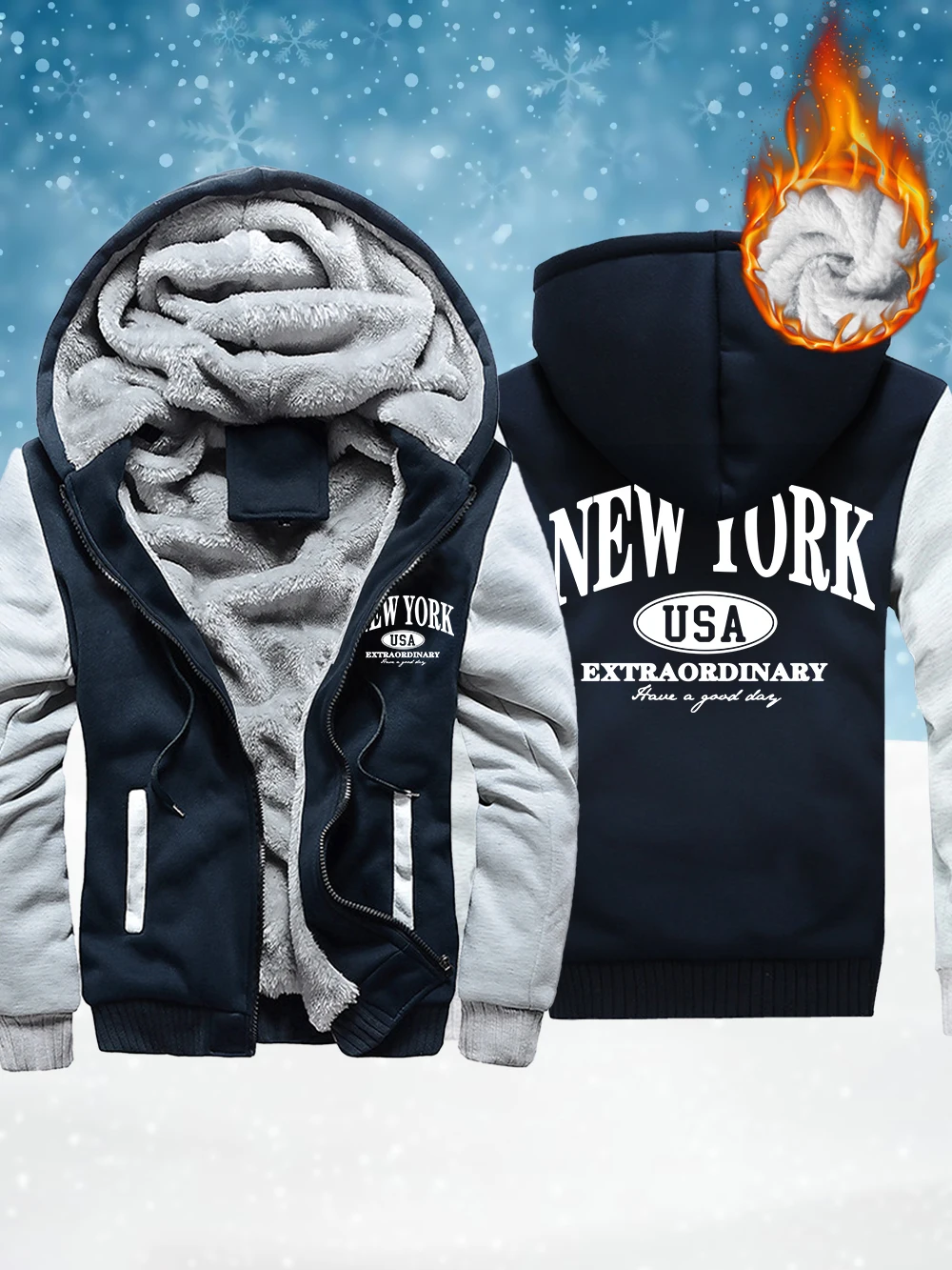 

Мужские куртки на молнии с принтом Нью-Йоркского США, зимняя ветрозащитная утепленная верхняя одежда, теплые флисовые пальто, удобная мужская одежда