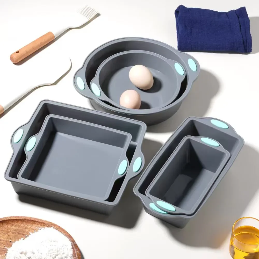Grey Heat-resistant Silicone Cake Mold Pan 2/3Pcs Baking Tray Non-Stick Bread Pie Mould Baking for DIY Cake Kitchen Accessories