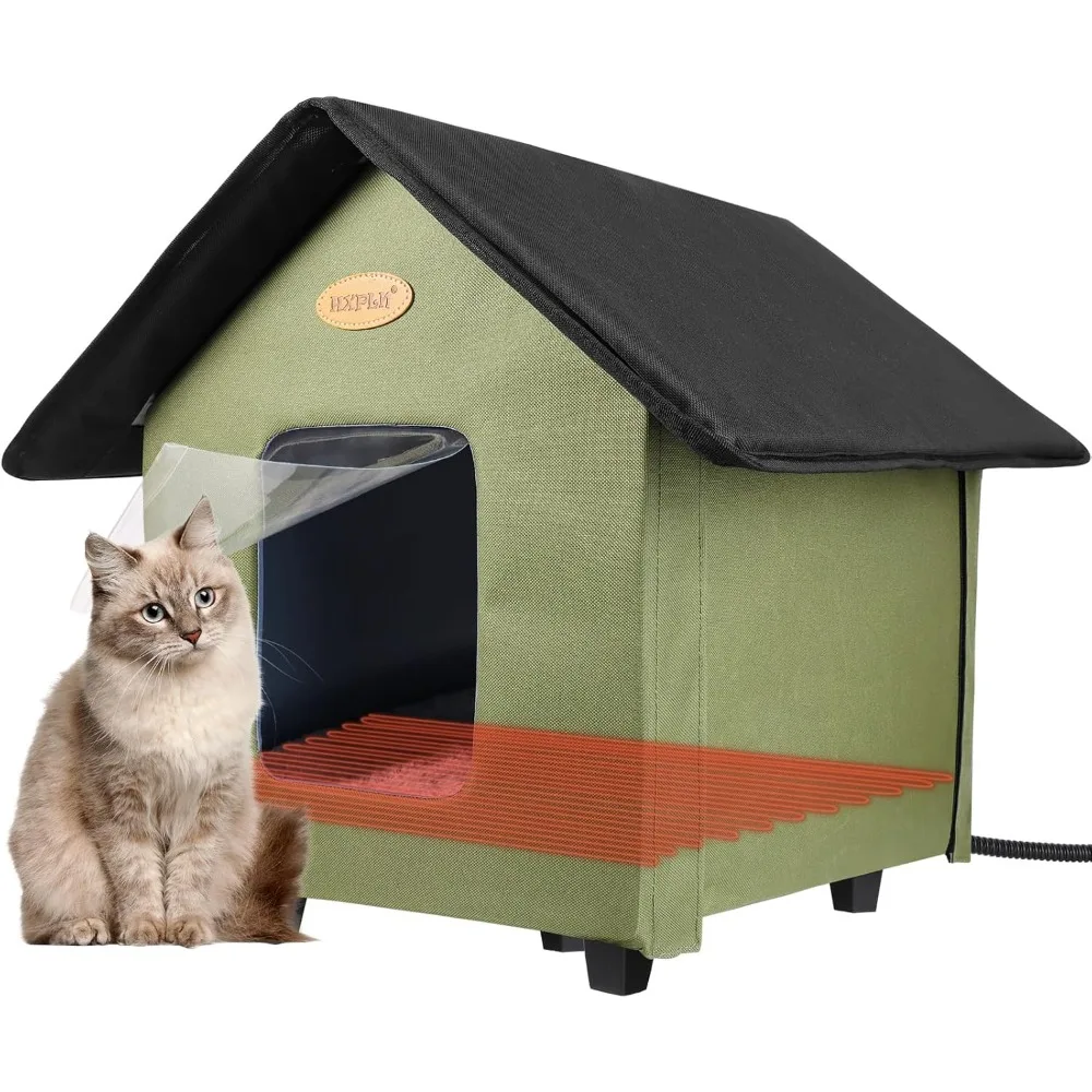 

Heated Cat Houses for Outdoor Cats - Elevated Weatherproof Insulated Heated Outdoor Cat House for Winter - Feral Cat Shelter