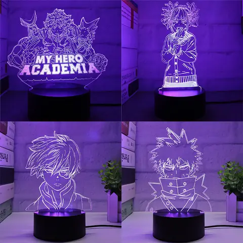 Anime My Heros Academias Led Lamp Acrylic Stand Bakugou Katsuki Action Figure Kawaii Night Light Cosplay Bedroom Decoration Gift