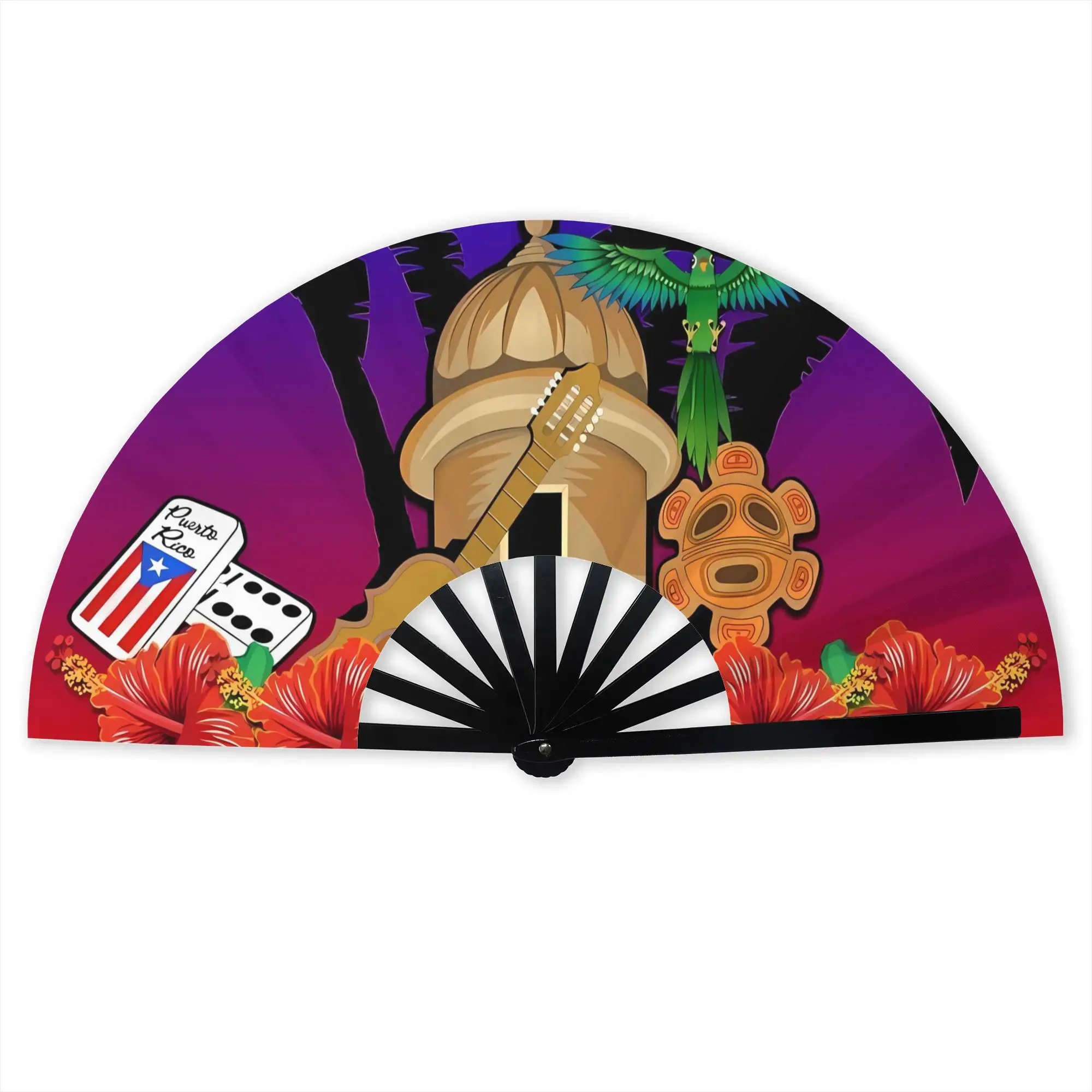 Puerto Rico Folding Fans Foldable Fan Easy to Carry, Without Battery