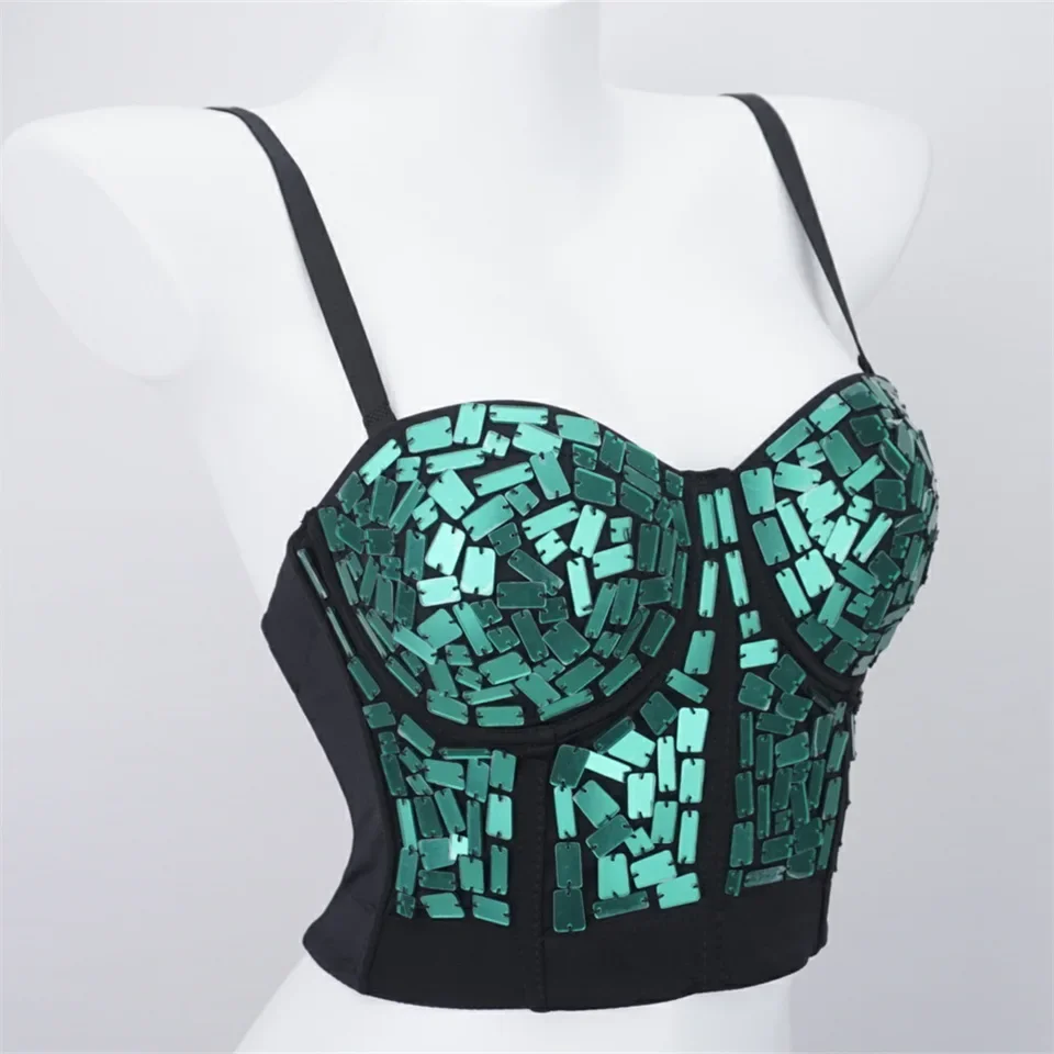 With Sequins Beaded Corset Steel Circle Free Lingerie Outer Battle Gown Multicolor Glitter Diamonds Bounce Battle Armor