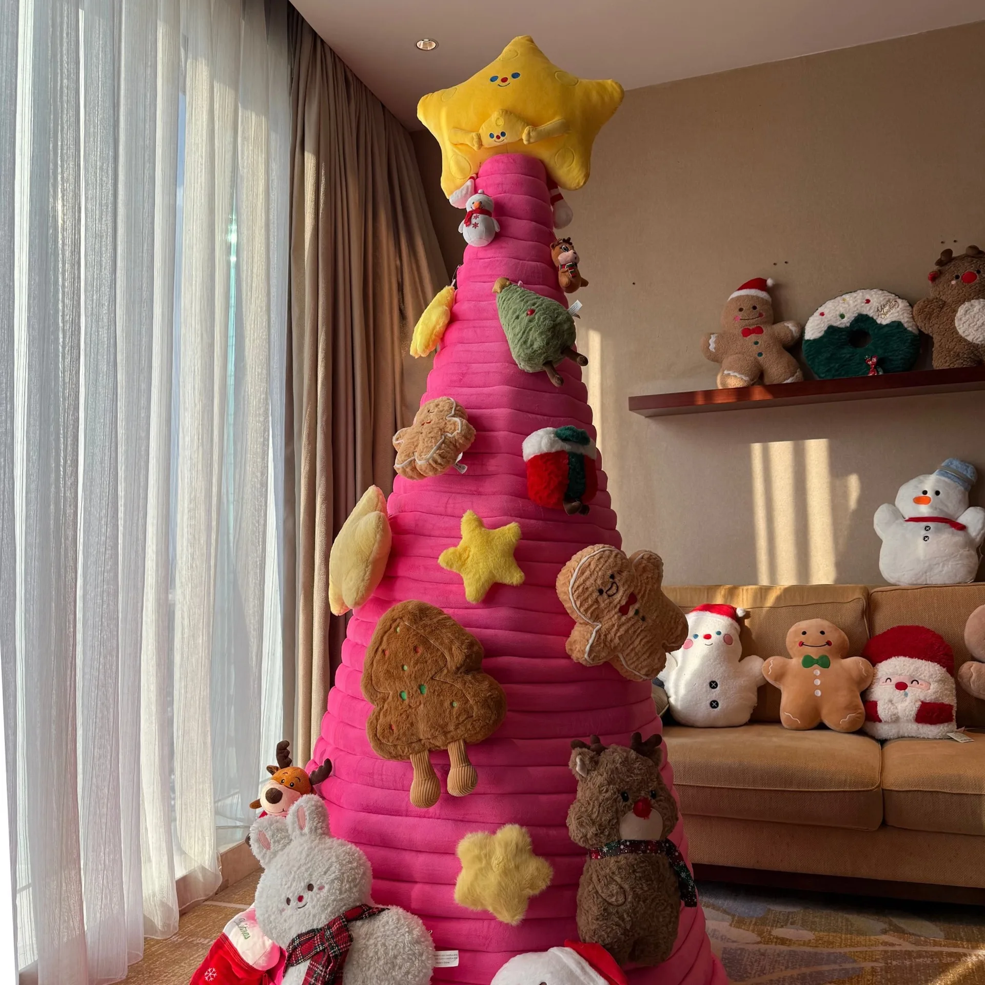 Christmas Tree Decorations, Pink 6cm DIY Icelandic Yarn Ornaments for Home Living Room, New 2026 Holiday Season, Shop Display