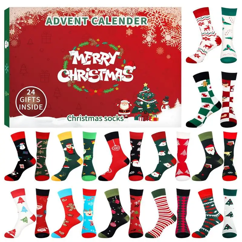 Christmas Socks Advent Calendar 24 Days Countdown Christmas Socks For Men 24 Days Of Advent Box Socks Different Christmas