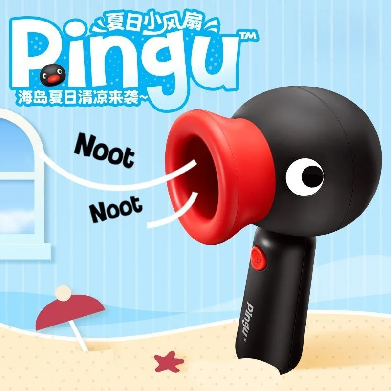 Hot New Pingu Penguin Handheld Fan Chargeable Rotatable Summer Fan Toys Desk Office Students Anime Peripheral Gifts view 2